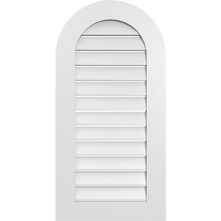 Ekena Millwork Round Top Surface Mount PVC Gable Vent: Functional, w/ 3-1/2"W x 1"P Standard Frame, 20"W x 40"H GVPRT20X4001SF
